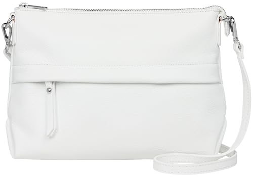 Caspar lässige Umhängetasche Echt Leder Crossbody Bag mittelgroße Damen Handtasche mit viel Stauraum - CLASSIC LINE - Modell No.833 - Made in Italy, Farbe:weiß von Caspar