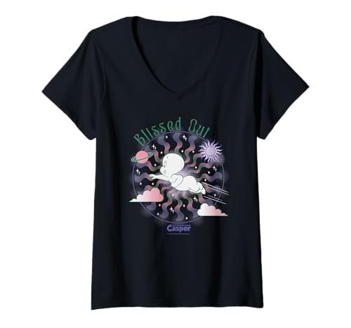 Damen Casper The Friendly Ghost Blissed Out T-Shirt mit V-Ausschnitt Damen Casper The Friendly Ghost Blissed Out T-Shirt mit V-Ausschnitt von Casper