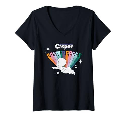 Damen Casper The Friendly Ghost Cosmic Feels T-Shirt mit V-Ausschnitt von Casper