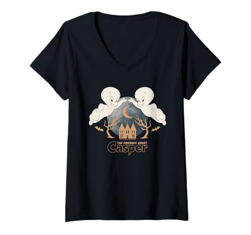 Damen Casper The Friendly Ghost Ghostly Twins at The Manor T-Shirt mit V-Ausschnitt Damen Casper The Friendly Ghost Ghostly Twins at The Manor T-Shirt mit V-Ausschnitt von Casper