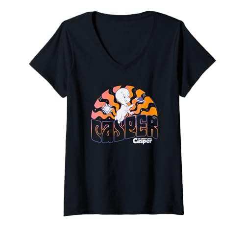 Damen Casper The Friendly Ghost Psychedelic Waves T-Shirt mit V-Ausschnitt Damen Casper The Friendly Ghost Psychedelic Waves T-Shirt mit V-Ausschnitt von Casper