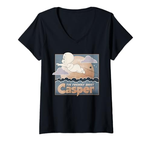 Damen Casper The Friendly Ghost Starry Flight T-Shirt mit V-Ausschnitt von Casper