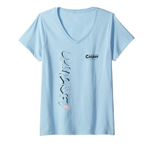 Damen Casper The Friendly Ghost Vertical Logo T-Shirt mit V-Ausschnitt von Casper