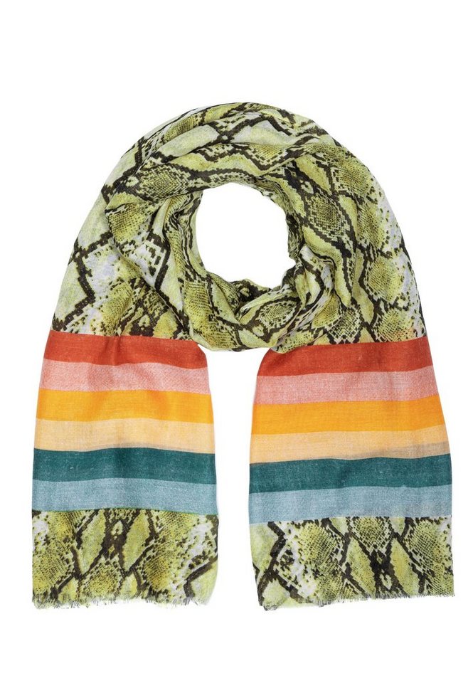 Cassandra Accessoires Schal "Snake", Animal-Print mit Multicolorstreifen von Cassandra Accessoires
