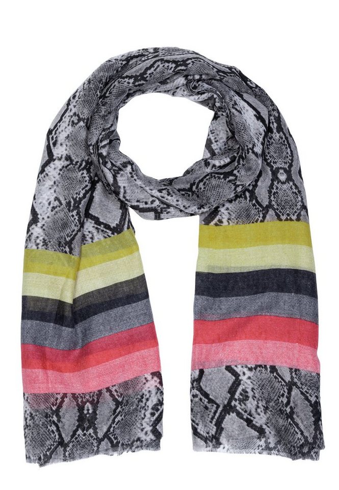 Cassandra Accessoires Schal "Snake", Animal-Print mit Multicolorstreifen von Cassandra Accessoires