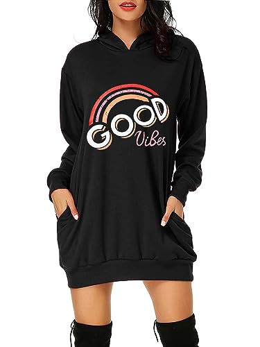 Cassiecy Damen Hoodie Winter Langarm Baumwolle Sweatshirts Casual Mantel Outwear Kapuzenpullover mit Taschen(Schwarz-2,M) von Cassiecy