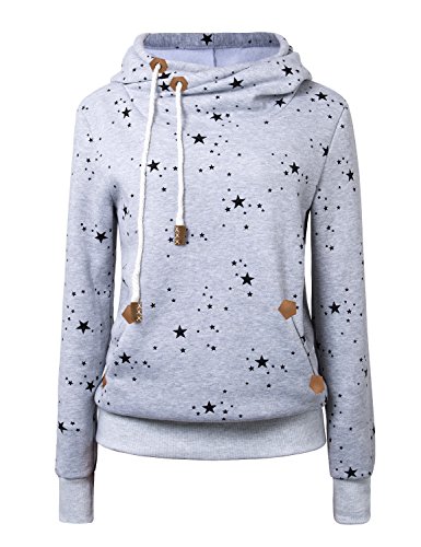 Cassiecy Damen Kapuzenpullover Winter Langarm Hoodie Pullover Baumwoll Zipped Sweatshirt Winterjacke Mantel Outwear (L, Grau) von Cassiecy