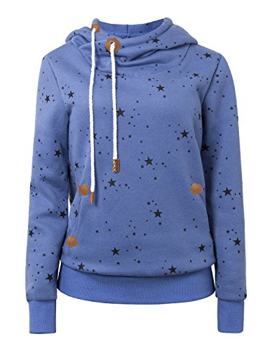 Cassiecy Damen Kapuzenpullover Winter Langarm Hoodie Pullover Baumwoll Sweatshirt Winterjacke Mantel Outwear (XXL, Z_Blau) von Cassiecy
