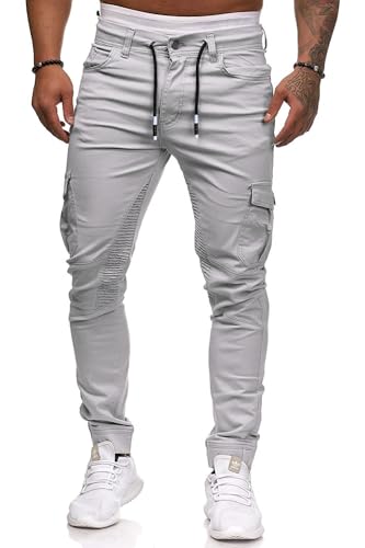 Cassiecy Cargohose Herren Slim Fit Casual Jogger Chino Cargo Hosen Stretch Jogginghose Sporthose Freizeithose mit 6 Taschen Herren Hose(Hellgrau,3XL) von Cassiecy