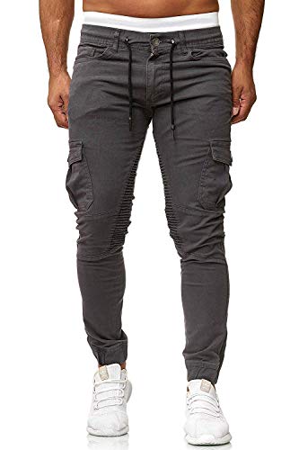 Cassiecy Cargohose Herren Slim Fit Casual Jogger Chino Cargo Hosen Stretch Jogginghose Sporthose Freizeithose mit Taschen Herren Hose (Dunkelgrau,M) von Cassiecy