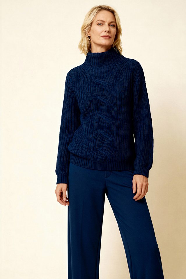Cassis Strickpullover Cassis Damen-Strickpullover in Navy - Grobstrick mit Zopfmuster von Cassis