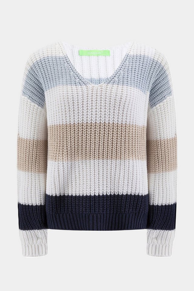 Cassis Strickpullover Cassis Strickpullover mit V-Ausschnitt und farbigen Blockstreifen - von Cassis