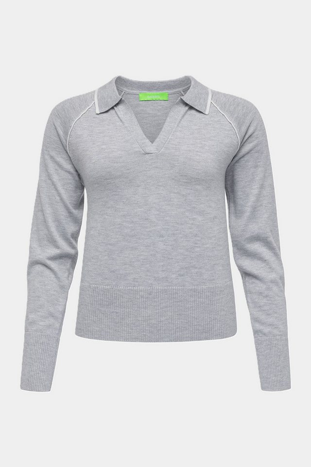 Cassis Strickpullover Cassis Strickpullover meliert mit Kontrastpaspeln - LIGHT GREY von Cassis