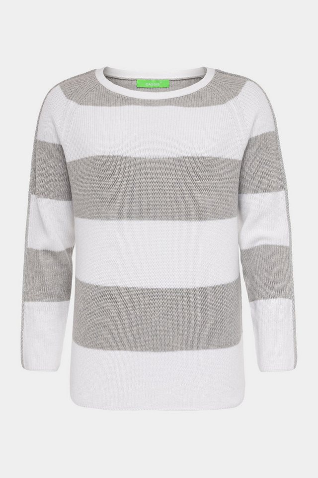 Cassis Strickpullover Cassis Damenpullover Light Grey - gestreift mit Rundhals von Cassis