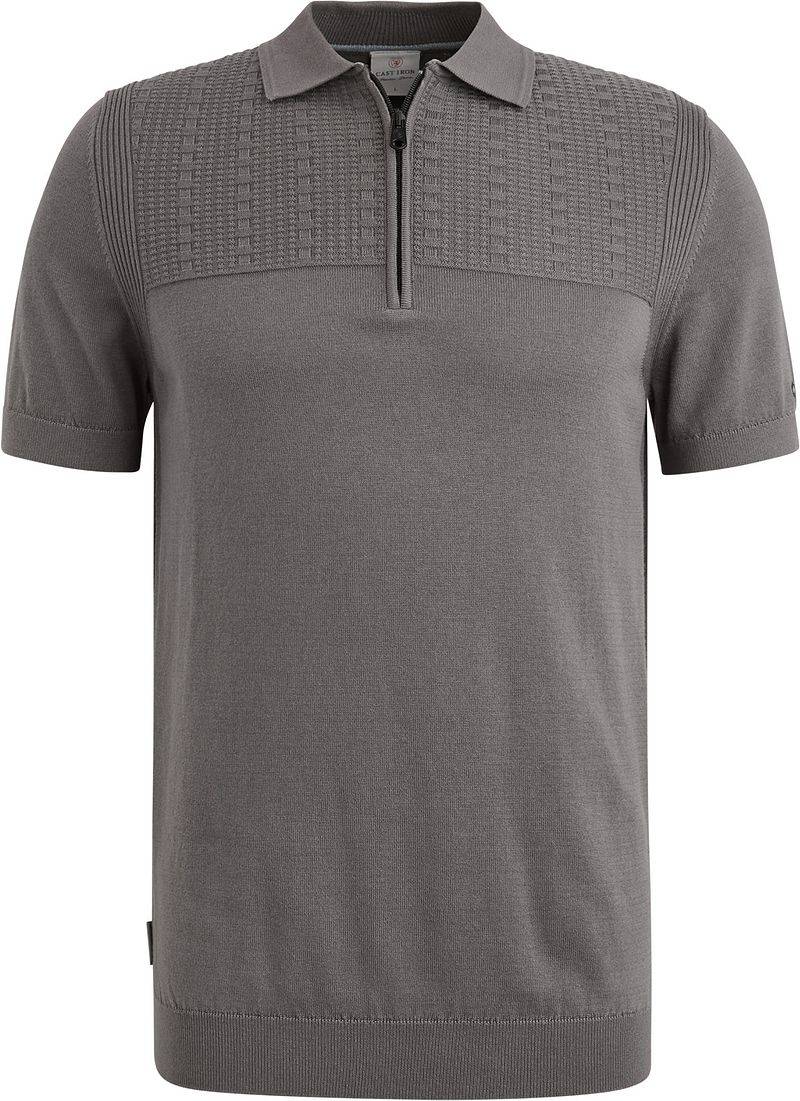 Cast Iron Half-Zip Polo Structure Anthrazit - Größe M von Cast Iron
