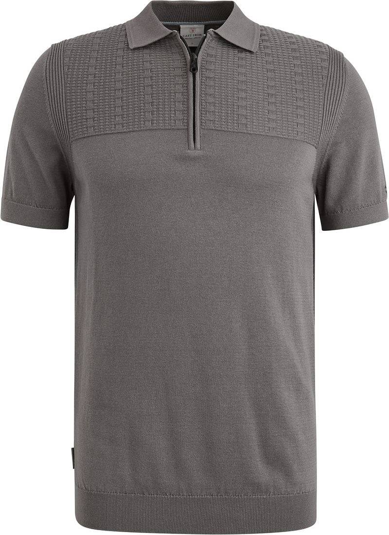 Cast Iron Half-Zip Polo Structure Anthrazit - Größe XXL von Cast Iron