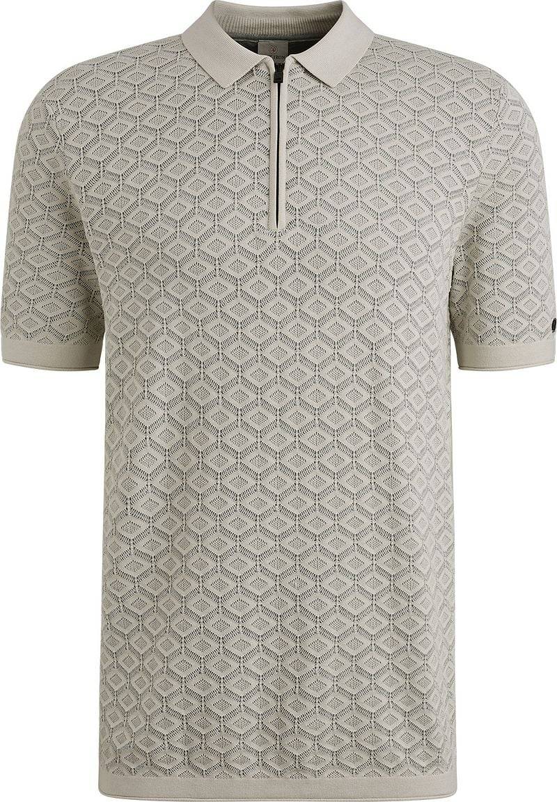 Cast Iron Half-Zip Polo Structure Ecru - Größe M von Cast Iron