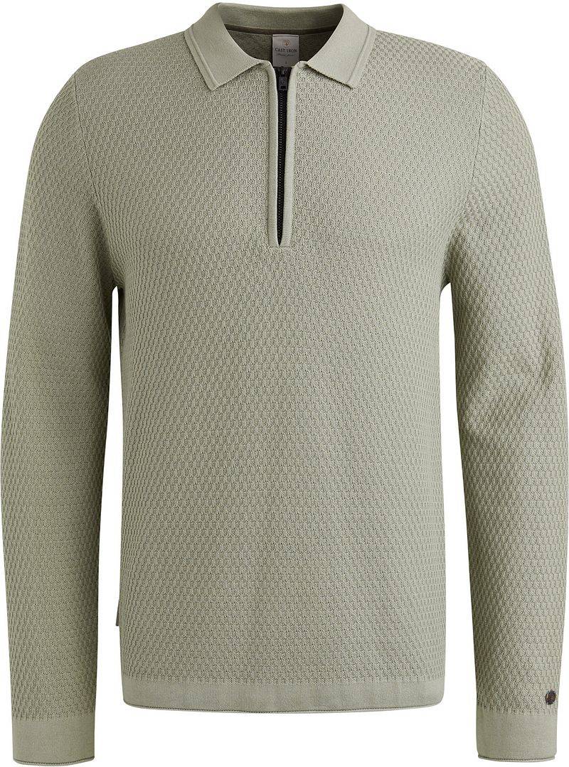 Cast Iron Long Sleeve Half Zip Poloshirt Struktur Hellgrün - Größe XXL von Cast Iron
