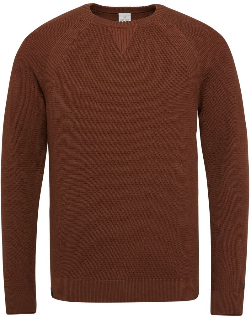 Cast Iron Pullover Struktur Cappuccino Braun - Größe XL von Cast Iron