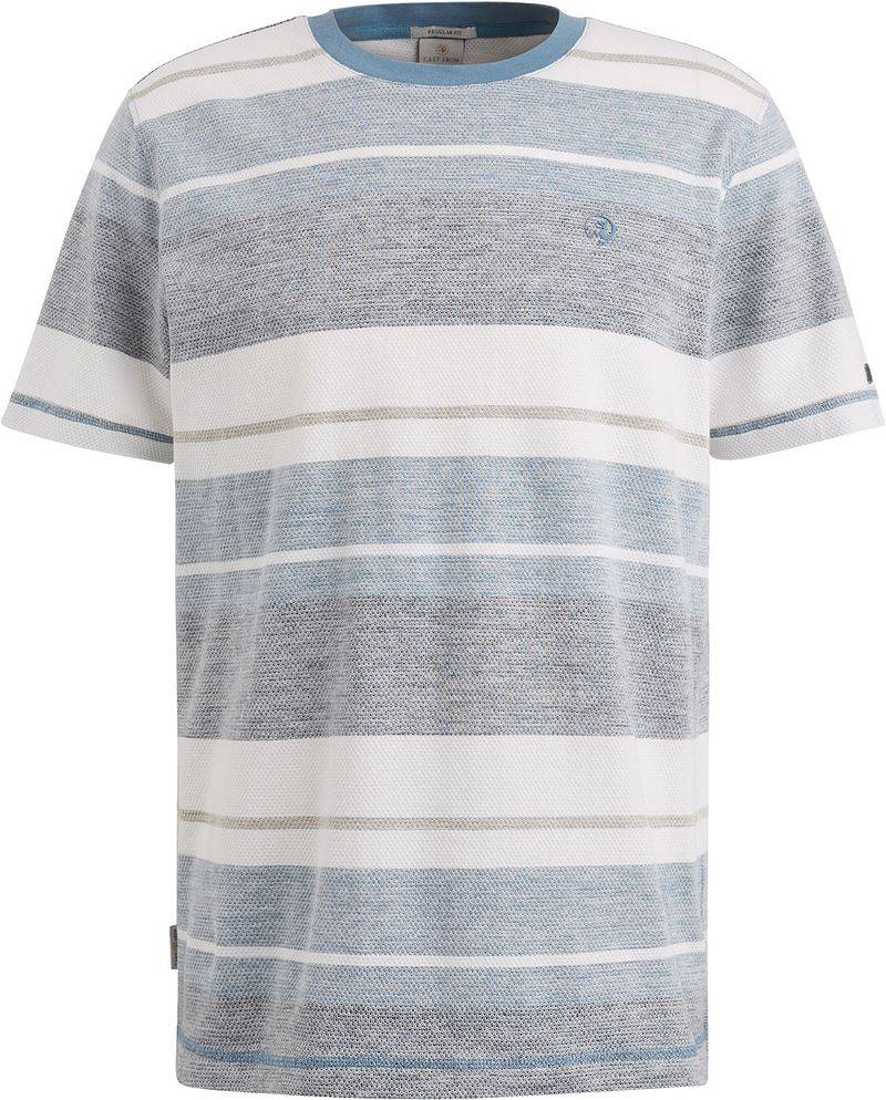 Cast Iron T-Shirt Knitted Streifen Blau - Größe XL von Cast Iron