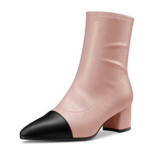 Castamere Chunky Blockabsatz Mittlerem Absatz Heel Spitze Zehenkappe Stiefeletten Reißverschluss Party Klassisch 5 CM Heels Rosa 42 EU von Castamere