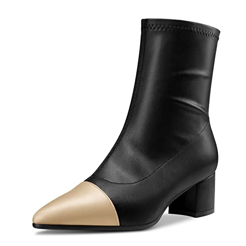 Castamere Chunky Blockabsatz Mittlerem Absatz Heel Spitze Zehenkappe Stiefeletten Reißverschluss Party Klassisch 5 CM Heels Schwarz 39 EU von Castamere