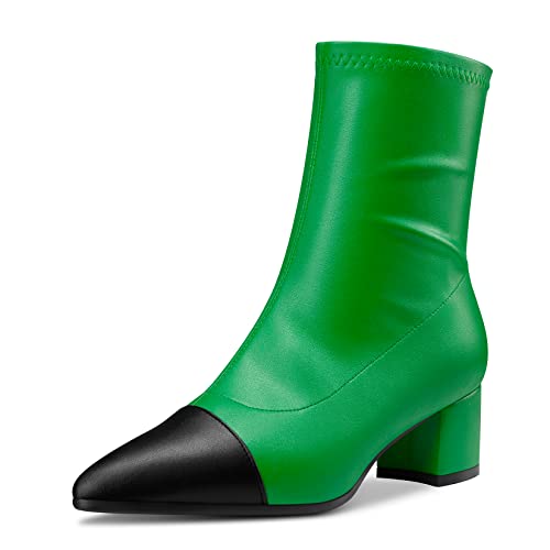 Castamere Chunky Blockabsatz Mittlerem Absatz Heel Spitze Zehenkappe Stiefeletten Reißverschluss Party Klassisch 5 CM Heels Tiefgrün 37 EU von Castamere