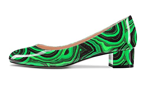 Castamere Chunky Blockabsatz Niedrige Kitten Absatz Heel Runde Geschlossene Zehenkappe Pumps Slip-on Cute Klassisch Dress Schuhe Mehrfarbig Lackleder A 39 EU von Castamere