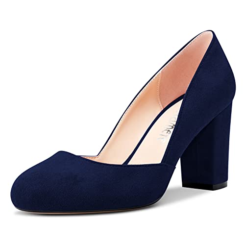 Castamere Damen Chunky Blockabsatz Hoher High Absatz Heel Runde Zehenkappe Pumps Slip-on Büroschuhe Party Dress 8.5 cm Heels Schuhe Blau C 39 EU Castamere Damen Chunky Blockabsatz Hoher High Absatz Heel Runde Zehenkappe Pumps Slip-on Büroschuhe Party Dress 8.5 cm Heels Schuhe Blau C 39 EU von Castamere