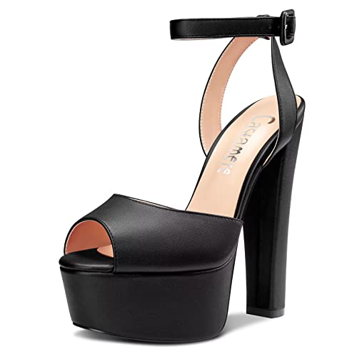 Castamere Damen Chunky Blockabsatz Hoher High Plateau Plattform Absatz Heel Peep Open Zehenkappe Sandalen Knöchelriemen Slingback Schnalle Party Schuhe Schwarz 40 EU Castamere Damen Chunky Blockabsatz Hoher High Plateau Plattform Absatz Heel Peep Open Zehenkappe Sandalen Knöchelriemen Slingback Schnalle Party Schuhe Schwarz 40 EU von Castamere