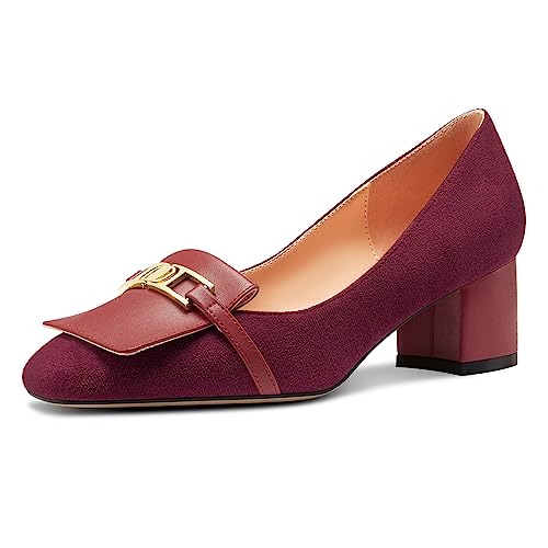 Castamere Damen Chunky Blockabsatz Mittlerem Absatz Heel Eckige Zehenkappe Slip-on Metall Kette Pumps Hochzeit Abschlussball Dress 5 cm Heels Weinrot 42 EU Castamere Damen Chunky Blockabsatz Mittlerem Absatz Heel Eckige Zehenkappe Slip-on Metall Kette Pumps Hochzeit Abschlussball Dress 5 cm Heels Weinrot 42 EU von Castamere