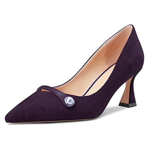 Castamere Damen Chunky Blockabsatz Mittlerem Absatz Heel Spitze Zehenkappe Slip-on Pumps Hochzeit Büroschuhe 6.5 cm Heels Violett A 39 EU von Castamere