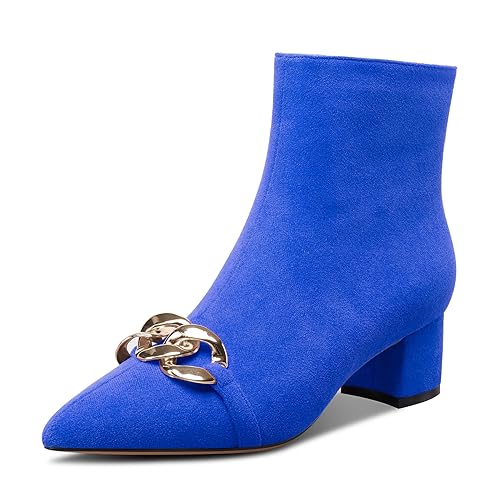 Castamere Damen Chunky Blockabsatz Mittlerem Absatz Heel Spitze Zehenkappe Stiefeletten Reißverschluss Metall Kette Abschlussball Dress 5 CM Heels Königsblau 40 EU Castamere Damen Chunky Blockabsatz Mittlerem Absatz Heel Spitze Zehenkappe Stiefeletten Reißverschluss Metall Kette Abschlussball Dress 5 CM Heels Königsblau 40 EU von Castamere