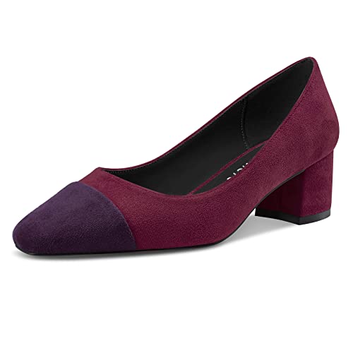 Castamere Damen Chunky Blockabsatz Mittlerem Absatz Heel Zehenkappe Slip-on Pumps Klassisch Dress 5 cm Heels Burgund Rot 37 EU von Castamere