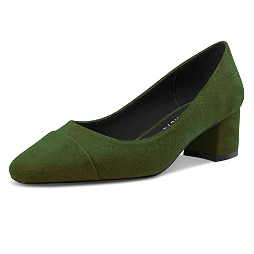 Castamere Damen Chunky Blockabsatz Mittlerem Absatz Heel Zehenkappe Slip-on Pumps Klassisch Dress 5 cm Heels Dunkelgrün 39 EU von Castamere