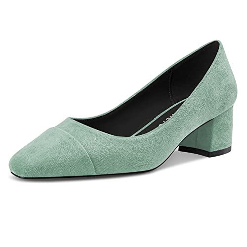 Castamere Damen Chunky Blockabsatz Mittlerem Absatz Heel Zehenkappe Slip-on Pumps Klassisch Dress 5 cm Heels Grün 39 EU von Castamere