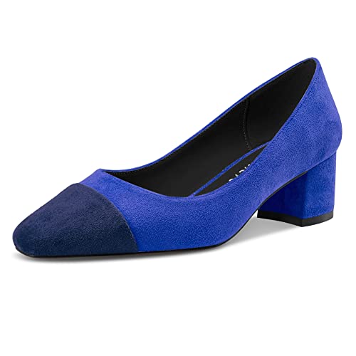 Castamere Damen Chunky Blockabsatz Mittlerem Absatz Heel Zehenkappe Slip-on Pumps Klassisch Dress 5 cm Heels Königsblau 42 EU von Castamere