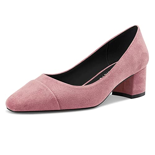 Castamere Damen Chunky Blockabsatz Mittlerem Absatz Heel Zehenkappe Slip-on Pumps Klassisch Dress 5 cm Heels Rosa 37 EU von Castamere