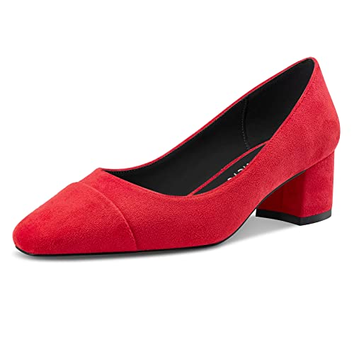Castamere Damen Chunky Blockabsatz Mittlerem Absatz Heel Zehenkappe Slip-on Pumps Klassisch Dress 5 cm Heels Rot 39 EU von Castamere