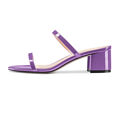 Castamere Damen Chunky Blockabsatz Niedrige Absatz Heel Peep Open Zehenkappe Slip-on Sandalen Büroschuhe Party Cute Dress Clear Schuhe 5 CM Heels Violett Lackleder 42 EU von Castamere