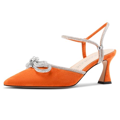 Castamere Damen Geschlossene Spitze Zehenkappe Diamant Kristall Hochzeit Absatz Heel Knöchelriemen Bogenknoten Kitten Pumps 6.5 cm Heels Orange 42 EU Castamere Damen Geschlossene Spitze Zehenkappe Diamant Kristall Hochzeit Absatz Heel Knöchelriemen Bogenknoten Kitten Pumps 6.5 cm Heels Orange 42 EU von Castamere
