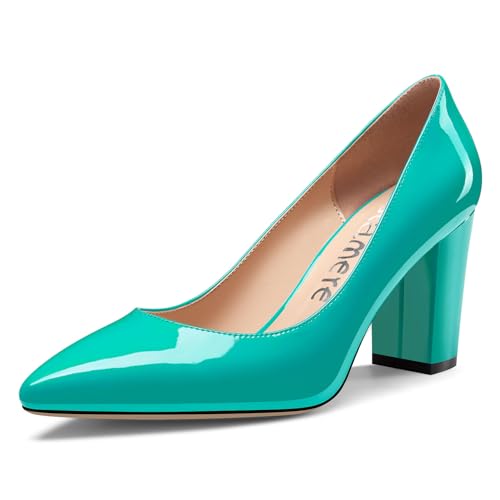 Castamere Damen Geschlossene Spitze Zehenkappe Hoher High Blockabsatz Absatz Heel Slip-on Dress Pumps Büroschuhe Lässig Schuhe 8 cm Heels Cyanblau 42 EU Castamere Damen Geschlossene Spitze Zehenkappe Hoher High Blockabsatz Absatz Heel Slip-on Dress Pumps Büroschuhe Lässig Schuhe 8 cm Heels Cyanblau 42 EU von Castamere