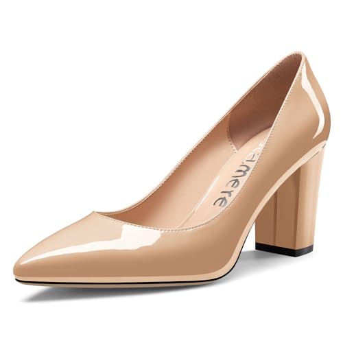 Castamere Damen Geschlossene Spitze Zehenkappe Hoher High Blockabsatz Absatz Heel Slip-on Dress Pumps Büroschuhe Lässig Schuhe 8 cm Heels Hautfarben 39 EU Castamere Damen Geschlossene Spitze Zehenkappe Hoher High Blockabsatz Absatz Heel Slip-on Dress Pumps Büroschuhe Lässig Schuhe 8 cm Heels Hautfarben 39 EU von Castamere
