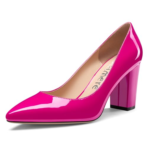 Castamere Damen Geschlossene Spitze Zehenkappe Hoher High Blockabsatz Absatz Heel Slip-on Dress Pumps Büroschuhe Lässig Schuhe 8 cm Heels Magenta 38 EU Castamere Damen Geschlossene Spitze Zehenkappe Hoher High Blockabsatz Absatz Heel Slip-on Dress Pumps Büroschuhe Lässig Schuhe 8 cm Heels Magenta 38 EU von Castamere