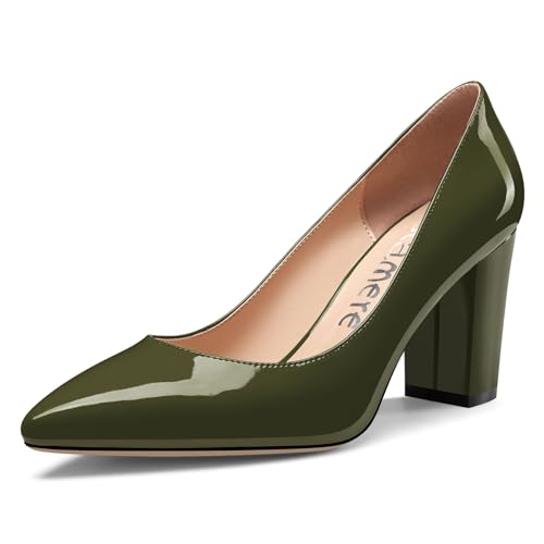 Castamere Damen Geschlossene Spitze Zehenkappe Hoher High Blockabsatz Absatz Heel Slip-on Dress Pumps Büroschuhe Lässig Schuhe 8 cm Heels Olivgrün 40 EU Castamere Damen Geschlossene Spitze Zehenkappe Hoher High Blockabsatz Absatz Heel Slip-on Dress Pumps Büroschuhe Lässig Schuhe 8 cm Heels Olivgrün 40 EU von Castamere