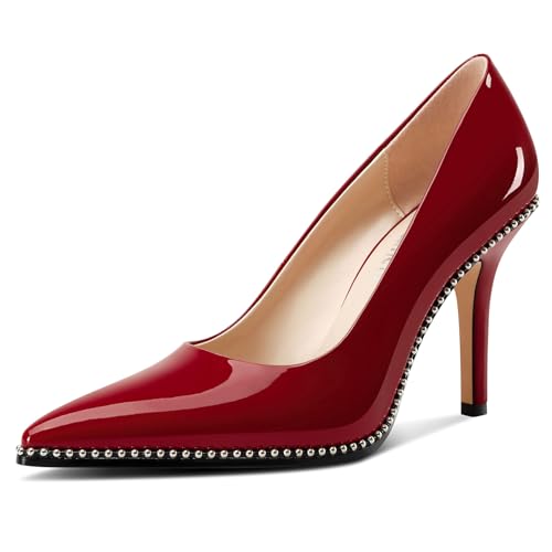 Castamere Damen Geschlossene Spitze Zehenkappe Slip-on Hoher High Stiletto Absatz Heel Pumps Lässig Silber Perlen Dress Schuhe 9 cm Heels Weinrot 41 EU Castamere Damen Geschlossene Spitze Zehenkappe Slip-on Hoher High Stiletto Absatz Heel Pumps Lässig Silber Perlen Dress Schuhe 9 cm Heels Weinrot 41 EU von Castamere