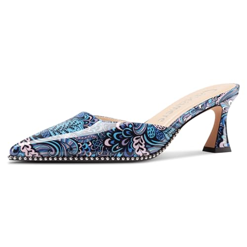 Castamere Damen Geschlossene Spitze Zehenkappe Slip-on Pantoletten Schuhe Kitten Absatz Heel Dress Party Lässig Pumps 6.5 cm Heels Blau Mehrfarbig 37 EU Castamere Damen Geschlossene Spitze Zehenkappe Slip-on Pantoletten Schuhe Kitten Absatz Heel Dress Party Lässig Pumps 6.5 cm Heels Blau Mehrfarbig 37 EU von Castamere