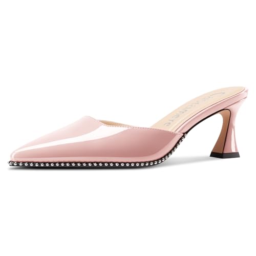 Castamere Damen Geschlossene Spitze Zehenkappe Slip-on Pantoletten Schuhe Kitten Absatz Heel Dress Party Lässig Pumps 6.5 cm Heels Rosa 40 EU Castamere Damen Geschlossene Spitze Zehenkappe Slip-on Pantoletten Schuhe Kitten Absatz Heel Dress Party Lässig Pumps 6.5 cm Heels Rosa 40 EU von Castamere