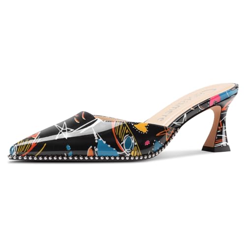 Castamere Damen Geschlossene Spitze Zehenkappe Slip-on Pantoletten Schuhe Kitten Absatz Heel Dress Party Lässig Pumps 6.5 cm Heels Schwarzes Doodle 43 EU Castamere Damen Geschlossene Spitze Zehenkappe Slip-on Pantoletten Schuhe Kitten Absatz Heel Dress Party Lässig Pumps 6.5 cm Heels Schwarzes Doodle 43 EU von Castamere