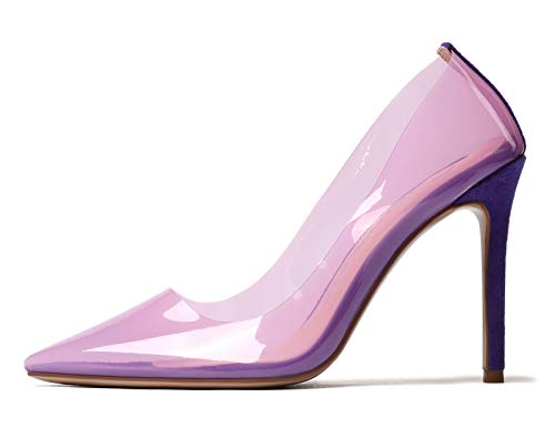 Castamere Damen High Heels Klar Transparent Stilettos Slip-On Pumps 10CM Violett Schuhe EU 38 von Castamere